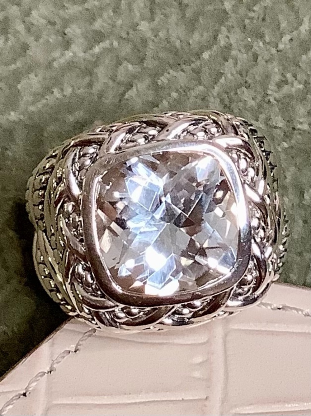 JAI John Hardy Sterling Silver 6.5 Ct White Topaz Sukhothai Sz 5 Statement Ring